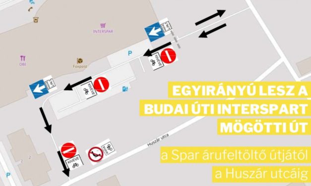 Egyirányú lesz az Interspar mögötti út hétfőtől