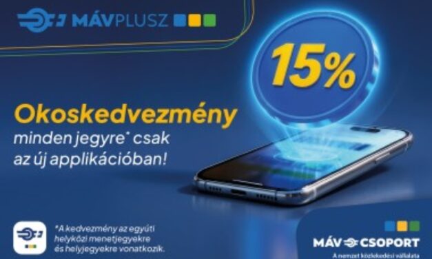 Péntektől 15% kedvezmény jár mindenkinek, aki az új MÁVPlusz alkalmazásban vásárolja meg a menetjegyét