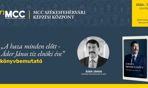 Áder János az MCC-ben – könyvbemutató a korábbi köztársasági elnökkel