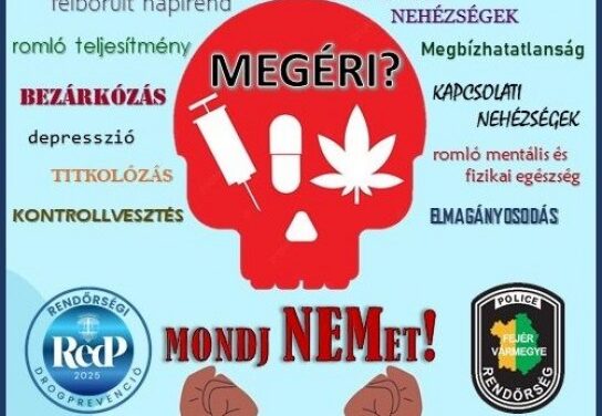 Plakáttal figyelmeztet a rendőrség a drogfogyasztás veszélyeire